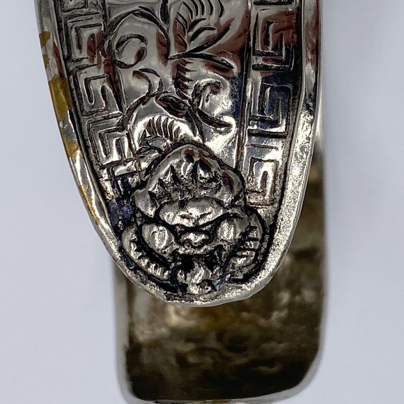 Vintage Asian Foo Dog Lion Dragon Silver Tone Cuff Bracelet - Picture 5 of 13